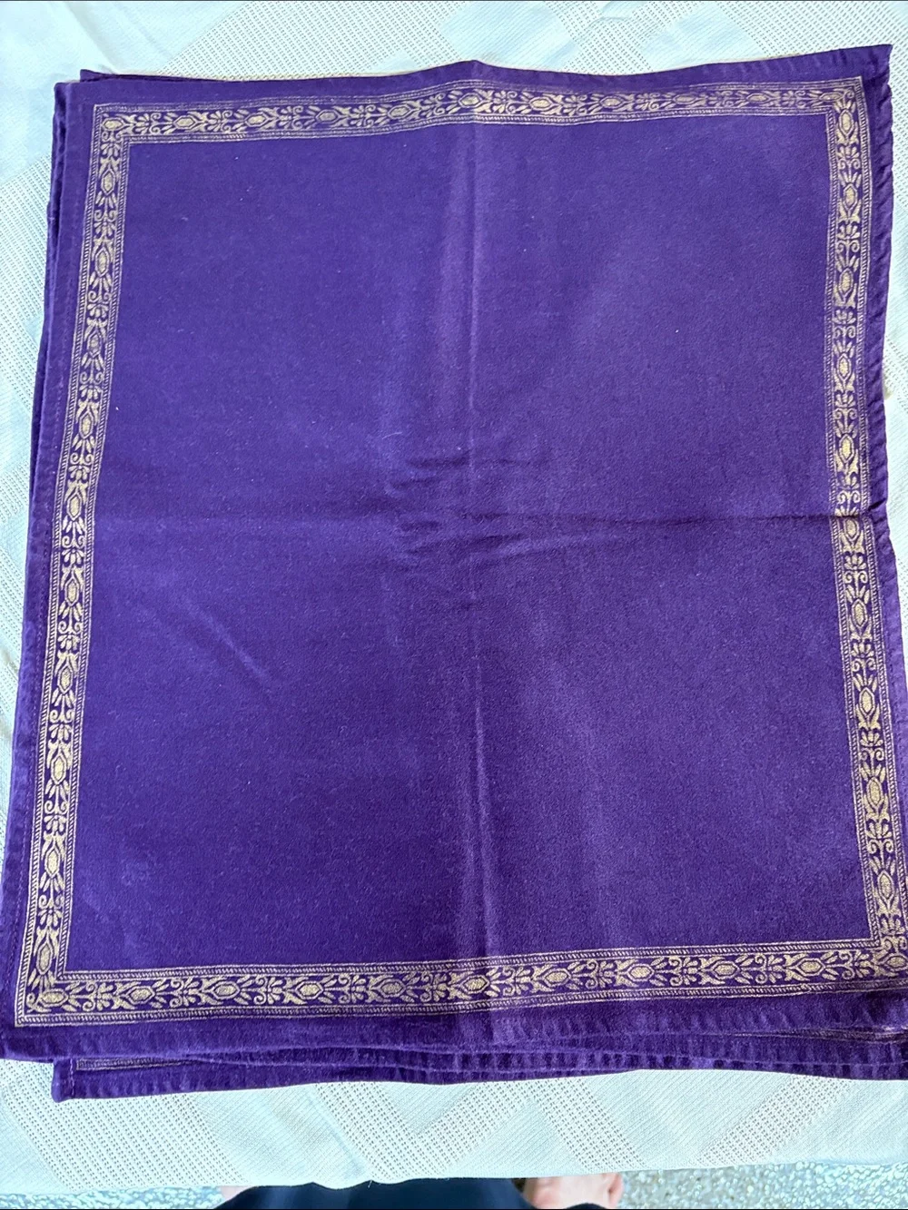 (8) Purple Decorative Scarf or Table Linen with Gold Trim